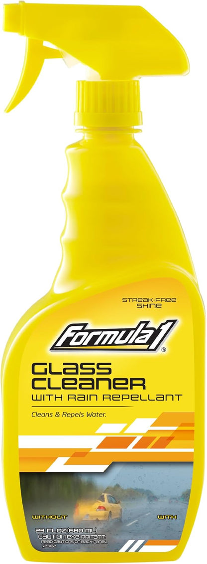 Formula 1 Glass Cleaner with Rain Repellent - Windshield Cleaning Spray for Streak-Free Finish, Improve Visability in Rain, Snow, or Sleet, 23 oz.