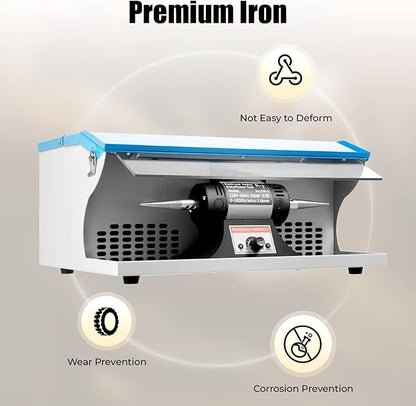 Polishing Buffing Machine, 110V 500W Jewelry Bench Polisher 1/2 HP Adjustable Variable Speed Polishing Buffing Collector with Light Tube for a Store Studio