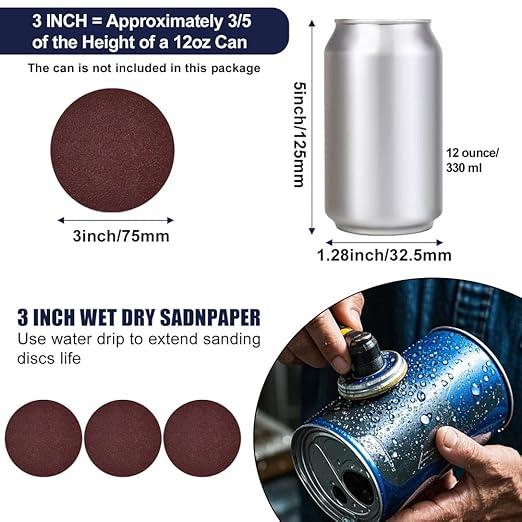 WCIC 133-Piece 3-Inch Ultimate Sanding & Polishing Kit | P60 to P10000 | 12 Grits, 120 Discs + Hooks, Loops, Pads & Plates | Complete Solution for Auto Wood Metal