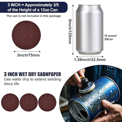 WCIC 133-Piece 3-Inch Ultimate Sanding & Polishing Kit | P60 to P10000 | 12 Grits, 120 Discs + Hooks, Loops, Pads & Plates | Complete Solution for Auto Wood Metal