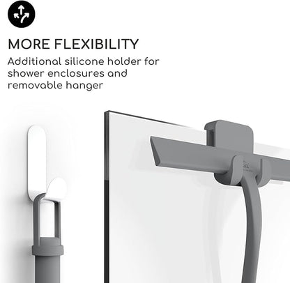 GÜTEWERK Shower Squeegee for Glass Doors, Silicone Window Squeegee, Bathroom and Glass Cleaning - Gray - 9 Inch