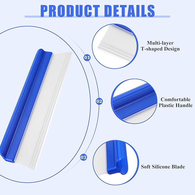 SHENLIU 4 Pack Silicone Car Squeegee 12 inch Flexible Car Water Scraper Tool Silicone Window Squeegee Auto Water Blade Cleaning for Windshield, Glass, Window, Mirror, Shower Doors, Washing & Wiping