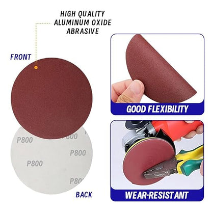 WCIC 100-Pack 3-Inch Auto Body Sanding Discs |P80 to P1200 | Aluminum Oxide | Optimized for Primer, Filler & Clear Coat