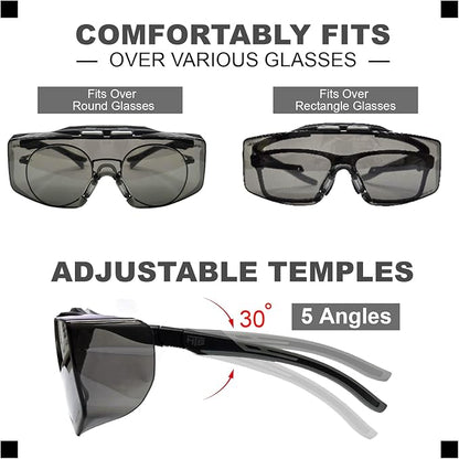 HTS HUNTERSKY HUNTERSKY ANSI Z87 Anti Fog Lab Safety Glasses Fit Over Eyeglasses Up to 1.88 inch 100% UV Protective Goggles
