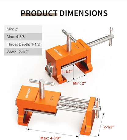 DAYDOOR Professional Cabinet Clamps 4 Pack, Heavy-Duty Cast Steel, Integrated Drill Guide & EVA Protection, Face Frame Alignment Tool for Cabinet Installation & Woodworking, Orange