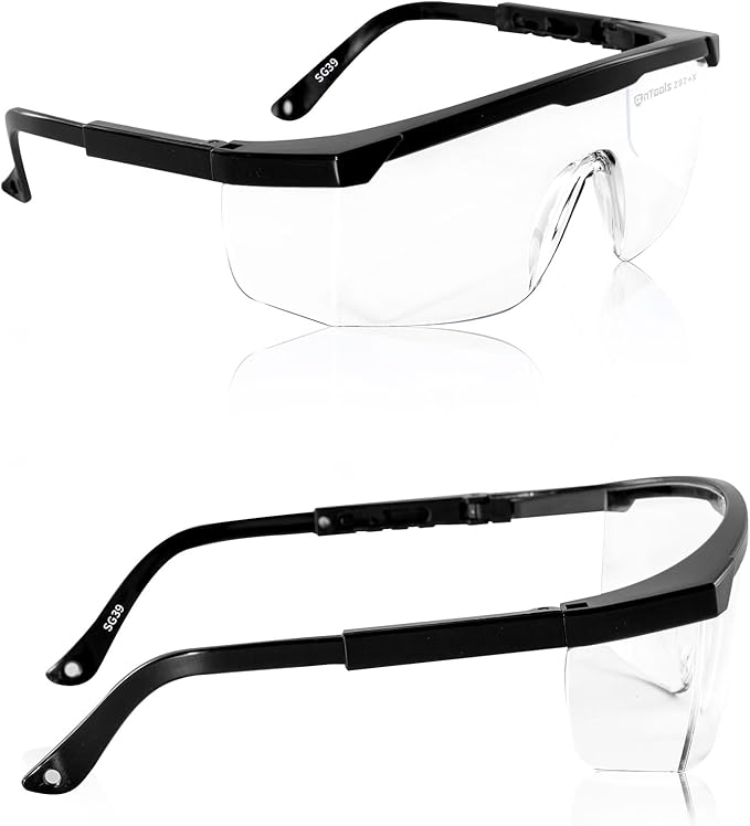 AnTools 2 Pack ANSI Z87+ Safety Glasses, Anti-Fog, Scratch-Resistant, Adjustable Temples, Clear Protective Eyewear, Lab Goggles