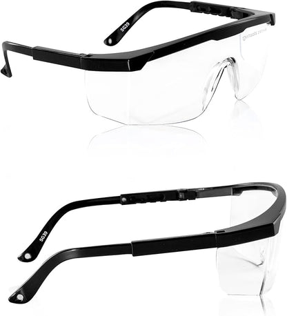 AnTools 2 Pack ANSI Z87+ Safety Glasses, Anti-Fog, Scratch-Resistant, Adjustable Temples, Clear Protective Eyewear, Lab Goggles