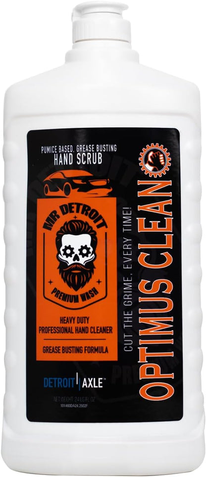 Mr. Detroit - 3pc Heavy Duty Degreaser with Dilution Bottle & Hand Soap, 64oz Deep Purple Degreaser for Engines & Tires, 24oz Mechanic Hand Scrub, Absorb Tough Grease, Oil & Grime