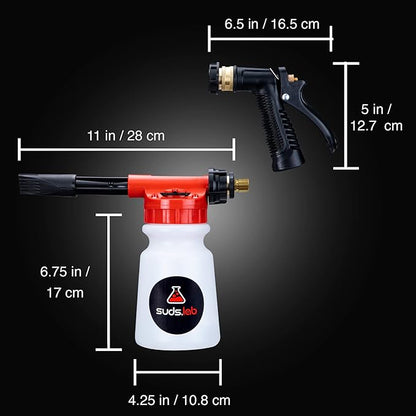 Suds Lab F3 Car Cleaning Foam Gun, Adjustable Foam Nozzle, Connect to Any Garden Hose, Clean Dirt and Dust, Home Car Washing