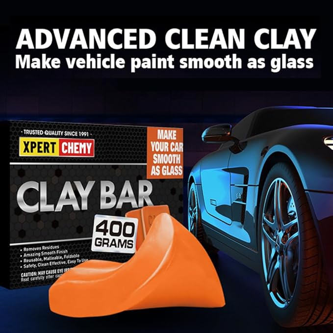 XPERTCHEMY Car Clay Bar 4 Pack 400g(4x100g), Auto Detailing Premium Grade No Scratch Magic Clay Bars Cleaner Kit with Washing and Adsorption Capacity for Car Auto SUV, RV, Truck, Orange