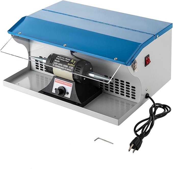 Polishing Buffing Machine, 110V 500W Jewelry Bench Polisher 1/2 HP Adjustable Variable Speed Polishing Buffing Collector with Light Tube for a Store Studio