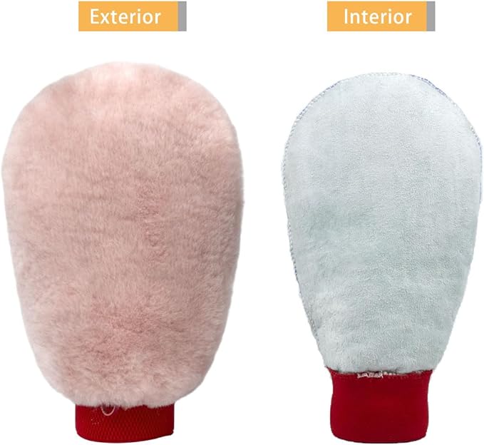 Gracefur Ultra-Soft Sheepskin Car Wash Mitt - 100% Pure Lambswool Wash Mitt for Scratch-Free Detailing & Paint Protection, Extra Large Safe Cleaning Glove (No Fingers, Pink)