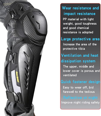 Tempsnow Knee and Shin Guards Motorcycle Protective Gear for Adults Hard Collision Avoidance Motocross Racing Knee Protector Shin Guards Motorbike Knee Guards Shin Protector