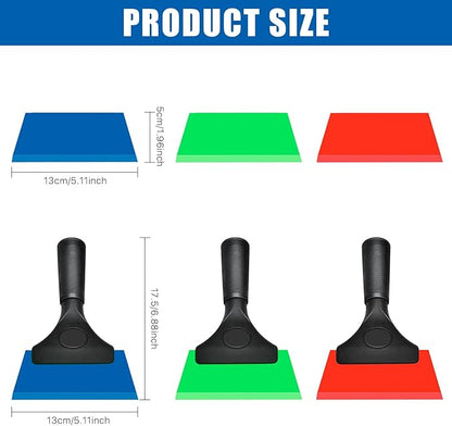 Worldity 3 Pack Window Tint Squeegee Kit with Non-Slip Handle, Small Squeegee for Auto, Car, Tile, Glass, Mirror, Shower