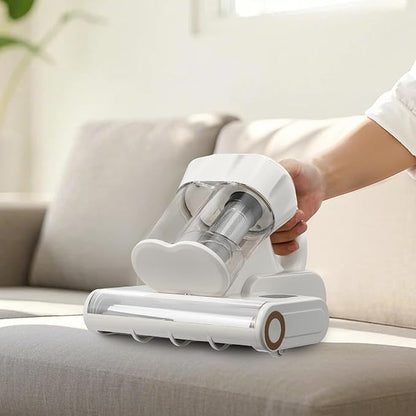VEVOR Mattress Vacuum Cleaner, 550W Bed Vacuum Cleaner with 18Kpa Powerful Suction and Dual Dust Bin, HEPA Filter & Heating, Ultrasound Tech & Cleaning Lights, Handheld for Bed, Sofa, Corded, White