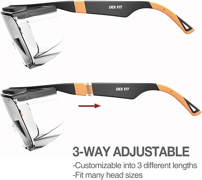 DEX FIT Safety Over Glasses SG210 OTG; Fit Over Your Eyewear, Z87 Eye Protection, 3X Fog & Scratch Resistant (N Red)