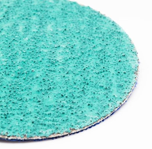 Benchmark Abrasives 3 Inch Sanding Discs Quick Change Green Zirconia, Male R Type Backing - Drill & Die Grinder Sanding Disc for Deburring Polishing Rust Remover for Metal (25 Pack) - 24 Grit