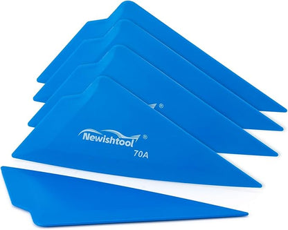 NEWISHTOOL 5-Pack Car Tint Tools Triangle Squeegee, 70A Hardness Blue Contour Corner Scraper Tool with Multi-Edge, Window Tint Squeegee for PPF, Car Wrapping, Window Film Application