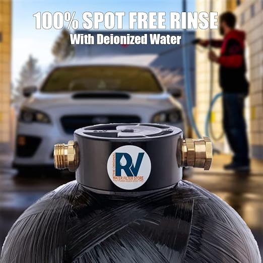 Essential Portable Water Deionizer .5cu/ft DI Resin w Custom Hose, Long Lasting 300 Gallons, 3/4" Fittings, Provides Deionized Water on Demand for Mobile Spot Free Car Washing