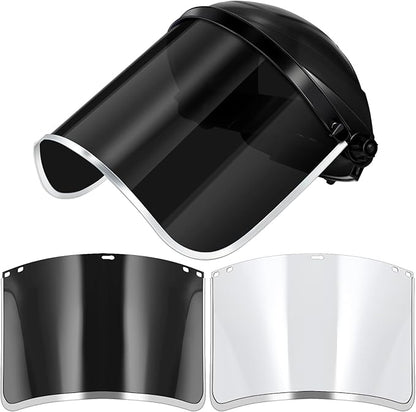 Amylove Safety Tinted Face Shield for Grind and Cutting Lightweight Protective Masks with Clear Replacement Guard Mask(Stylish Style,Black, Black, Clear,2 Pcs)