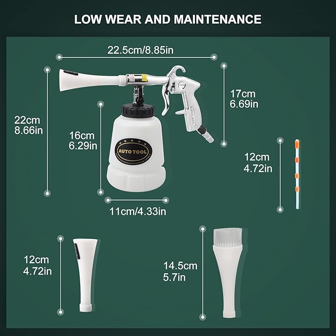 CPROSP High Pressure Car Cleaning Gun Jet Cleaner, Car Interior Cleaner Detailing Wash Gun, Wash Spray Bottle Nozzle with Metal Spinner