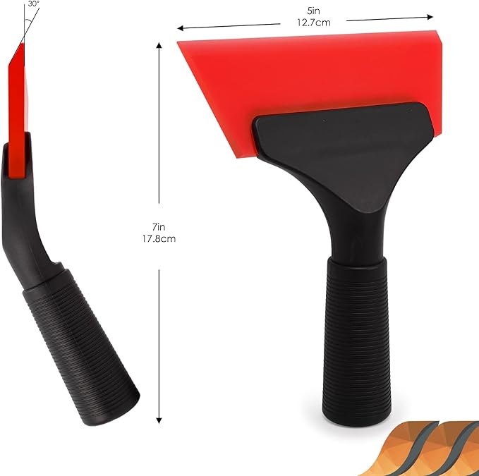 EHDIS Small Squeegee 5 inch Rubber Window Tint Windshield Scraper for Car,Glass, Mirror, Shower, Door,Bathroom Cleaning -Red (Red, 1)