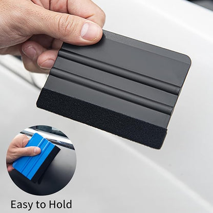 Squeegee for Vinyl, 2 Pcs With Extra 2 Felt Replacements, 4 Inch Wrap Tools for Car Wrap, Craft Sign Making, DIY Crafting, Window, Black and Dark Blue