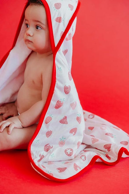 Copper Pearl Hooded Bath Towels Premium Knit/Terry Cloth Baby Towels with Hood, Pockets, and Cool Designs - Great to Gift and Make Bath Time Fun - Baby Bath Towel, Strawberry