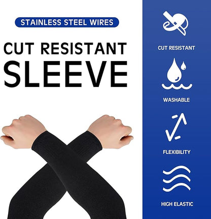 Geyoga 2 Pairs Arm Sleeves Guards Arm Protectors for Thin Skin and Bruising Protective Cut Resistant Sleeves for Men Women(Large,Hppe,Black, Gray)