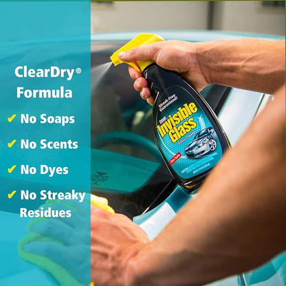 Invisible Glass 99050 Reach & Clean Glass Windshield Cleaner Tool Combo Kit with Premium Spray Glass Cleaner, Extendable Handle, (2) Reusable Quick Change Microfibers, and Storage Bag