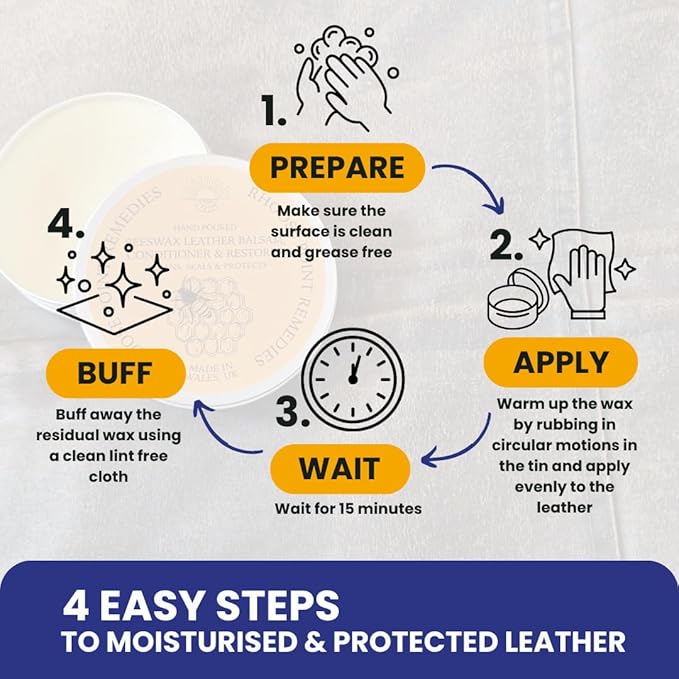 Premium Beeswax Leather Conditioner & Balm – Hand-Poured Natural Restorer for Boots, Bags, Jackets, Furniture, Car Seats & More – Cleans, Conditions & Protects – 10.5 Fl Oz