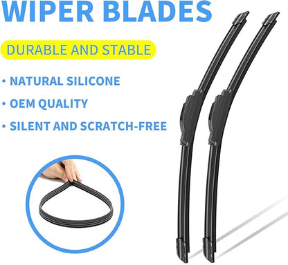 Gavimnal® 21"+21" Silicone Wiper Blades Replacement For Jeep Patriot 2007-2017 Grand Cherokee 1999-2010/VW Beetle 1998-2010/ Nissan NV1500 2012-2021,All-Season Front Windshield Wiper Blades(Set of 2)