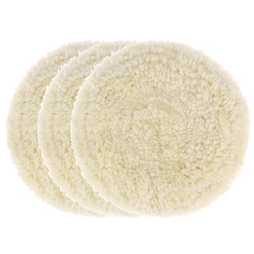 QWORK Wool Buffing Pad Kit, 3 Pcs 7 Inch Wool Polishing Pads, Polishing Wool Pads Kit, Low Linting Wool Pad, Natural Pad