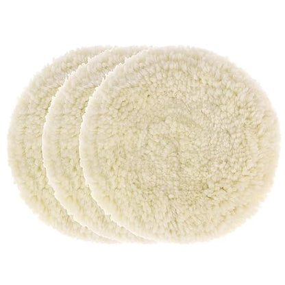 QWORK Wool Buffing Pad Kit, 3 Pcs 7 Inch Wool Polishing Pads, Polishing Wool Pads Kit, Low Linting Wool Pad, Natural Pad