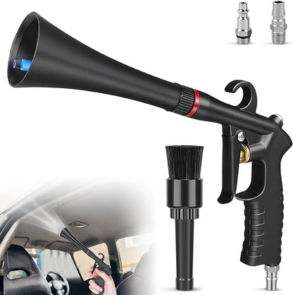 Senduzll Tornado Car Cleaning Gun, Dry Car Detailing Tools, Aluminum Alloy Bearing Nozzlefor, Car Quickly Blasts Dirt and Dust Works with Air Compressor (Black)