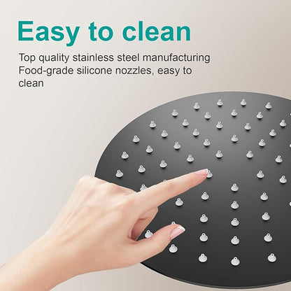 All Metal Rain Shower Head - Heavy Duty Stainless Steel, Easy Install, High Water Flow, Ultra-Thin Modern Design for Bathroom (D-Matte Black, 8)