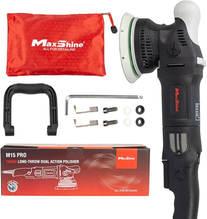 Maxshine M15 Pro/ M1000 Kit - Includes 2 Polishers: 1000W 5”, 6-Speed, 5/16” (M15) & 5/8” (M1000) Threads - Auto Detailing Tool for Buffering, Paint Protection, Swirl & Scratch Repair, Glossy Shine