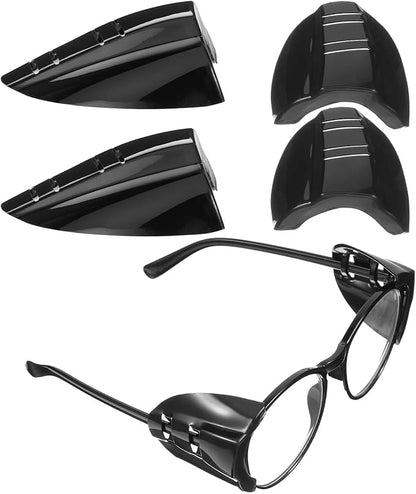 Gjinxi 2 Pairs Side Shields for Glasses, Flexible Safety Black Protective Eyewear Covers, Glasses Side Shields for Eyeglasses