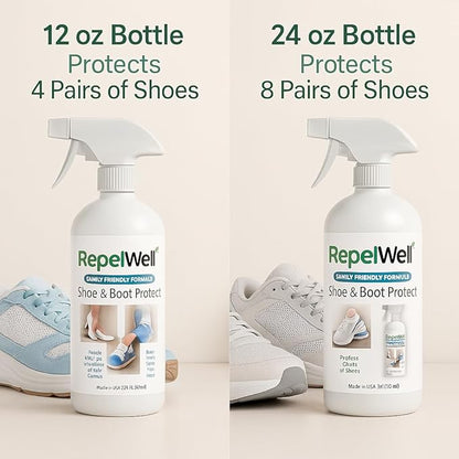 Shoe & Boot Stain & Water Repellent (12oz) Eco-Friendly, Pet-Safe Spray Keeps Fabric, Leather & Suede Clean & Dry