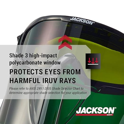Jackson Safety 21001 - Safety Goggle - Gpl500 Premium Series - Shade 3 Ir Lens - Anti-fog - With Flip-up Detachable Face Shield - Green Body