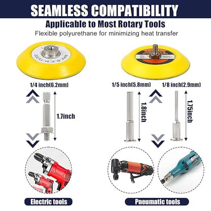 WCIC 133-Piece 3-Inch Ultimate Sanding & Polishing Kit | P60 to P10000 | 12 Grits, 120 Discs + Hooks, Loops, Pads & Plates | Complete Solution for Auto Wood Metal