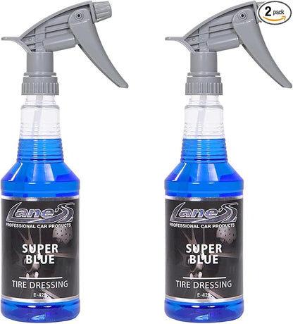 LANE'S Super Blue Tire Dressing Spray | High-Gloss Car Tire Shine Spray | No Sling, No Run, Long Lasting | Protects from Cracks & UV Rays | Non-Greasy Automotive Dressing & Cleaner | 16oz, 2 Pack
