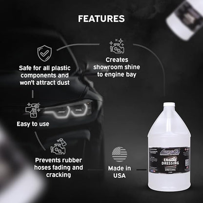 LANE'S Engine Dressing | Professional Engine Bay Cleaner and Protector Shine | Prevents Rubber Hoses Fading and Cracking | Easy to Use, Dust Resistant Degreaser & Detail Spray | 1 Gallon, 2 Pk