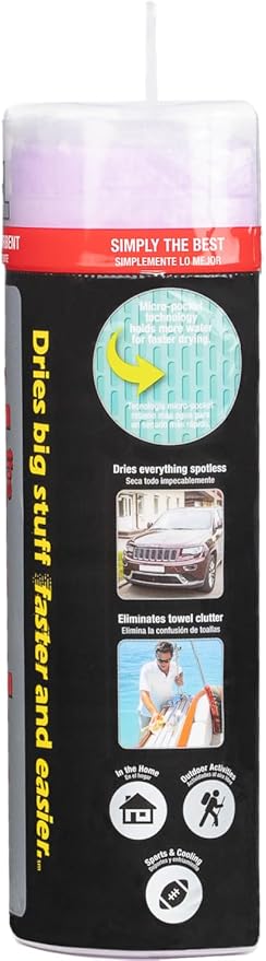 CleanTools The Absorber XL 18" x 29" - Synthetic Premium Drying Chamois Cloth for Cars and Trucks - Super Absorbent, Scratch-Free and Washable (Purple)