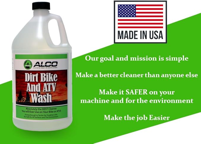 ALCO Dirt Bike and ATV Wash - All-Natural, Powerful, Eco-Friendly Cleaner - Safe for Aluminum, Plastics, and Seals, 1 Gallon, Pack of 1