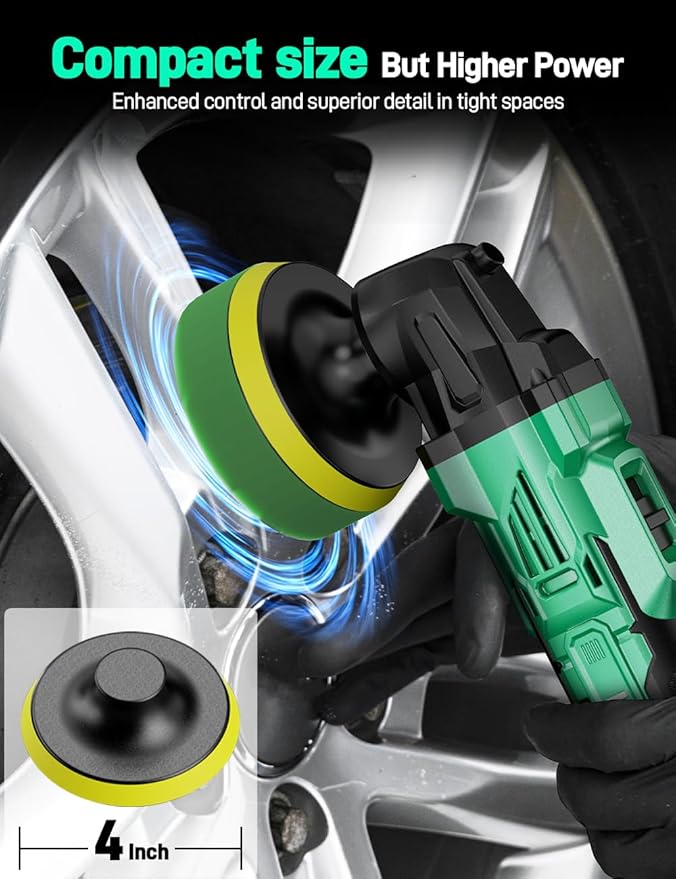 KIMO 20V Cordless Car Buffer Polisher Kit, 24Pcs Polishing Kit, 6 Speeds to 6000RPM / 2000mAh Batteries Cordless Polishers, Buffer Polisher for Car Detailing, Scratch Removing, Boat Sanding & Waxing