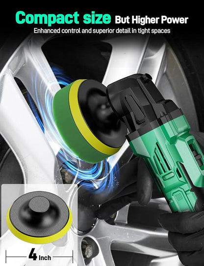 KIMO 20V Cordless Car Buffer Polisher Kit, 24Pcs Polishing Kit, 6 Speeds to 6000RPM / 2000mAh Batteries Cordless Polishers, Buffer Polisher for Car Detailing, Scratch Removing, Boat Sanding & Waxing