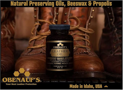 Obenauf's Leather Oil - Leather Conditioner (8oz) - Restore and Protect Leather Boots, Jackets, Purses as Well as Car Leather, Leather Furniture and Much More - Made in The USA (with Applicator)