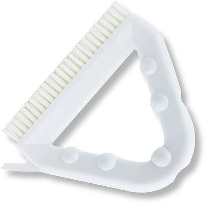 SPARTA Plastic Commercial Grout Brush, Triangle-Shaped Scrub Brush with Scraper and Two Threaded Holes for Attaching Handle (Sold Separately), 9 x 7 x 7 Inches, White