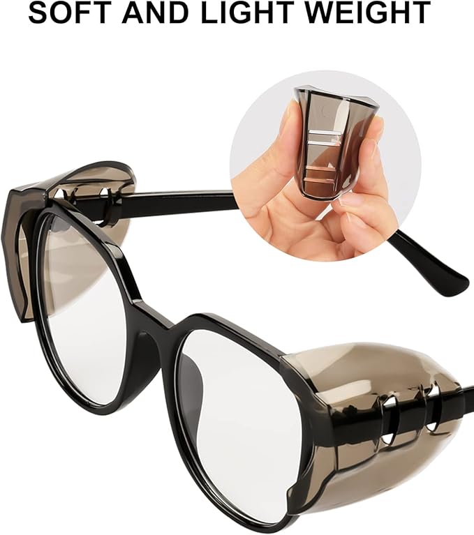 YunTuo 2/4 Pairs Eye Glasses Side Shields for Prescription Glasses - Fits Small to Medium Eyeglasses (2, Brown)